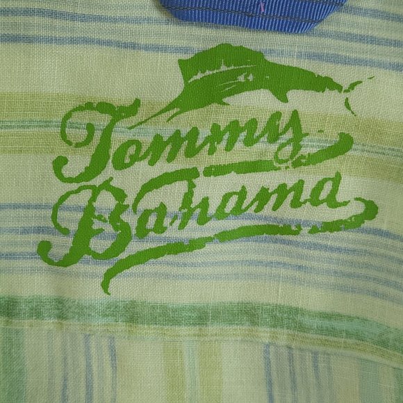 Tommy Bahama Mens XL Linen Shirt L/S Green Yellow Stripe Button Up Beach Wear - Picture 11 of 12